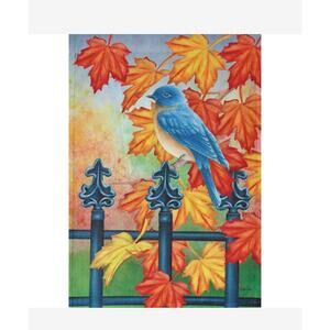 BLUE BIRD 28" X 40" PORCH FLAG 10-2969-133 RAIN OR SHINE FALL LEAVES